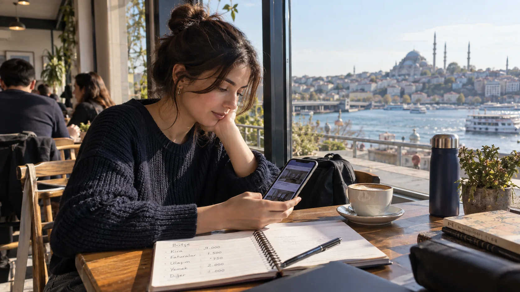 Oda seçenekleri ve aylık gider notlarını karşılaştıran öğrenci